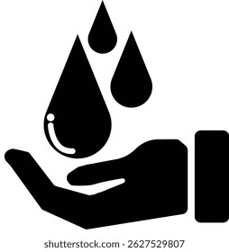 Black 2D vector icon of water conservation used in environment and nature-related themes