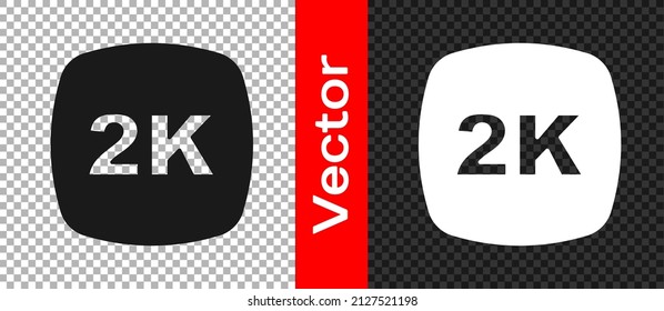 Black 2k Ultra HD icon isolated on transparent background.  Vector