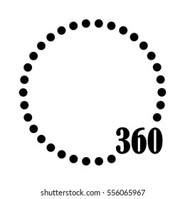 Black 360 degree sign isolated on white background.