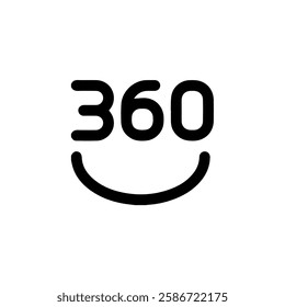 Black 360-degree smiley icon for full view Vector
