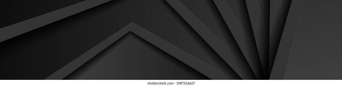 Black 3d abstract corporate background. Geometry vector banner design