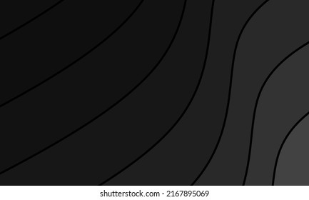 Black 3d background in the form of a wave. Wavy black abstract background design without gradient effect. Great background in realistic style, vector illustration design.