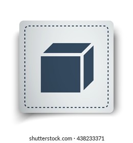 Black 3D Box icon on white sticker