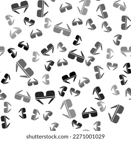 Black 3D cinema glasses icon isolated seamless pattern on white background.  Vector Illustration