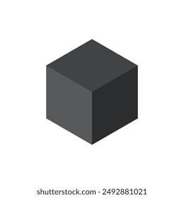 Black 3D cube. Isometric view. Vector illustration. Geometric shape.