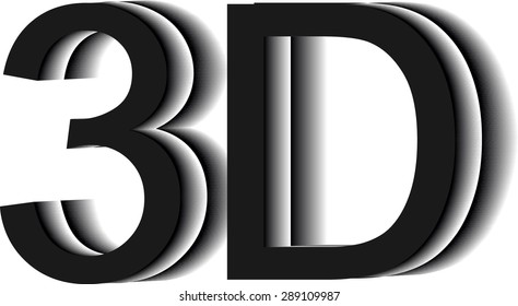 Black 3D design on white background