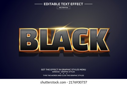 Plantilla de efecto de texto modificable 3D negro