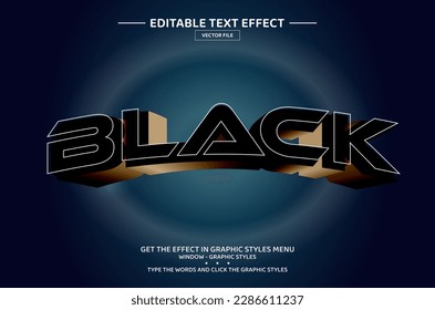 Plantilla de efecto de texto modificable 3D negro