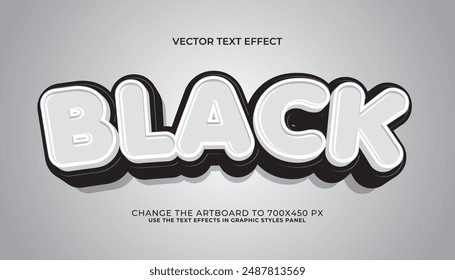 black 3d editable vector text effect. comic style text effect