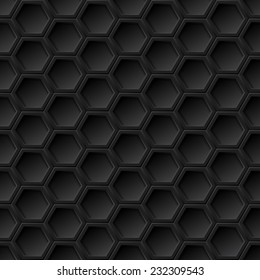 Black 3d grid seamless pattern, vector background