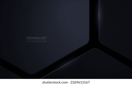 Fondo de tecnología abstracta de hexágono 3d negro. Textura de panal tridimensional gris oscuro. Ilustración del vector