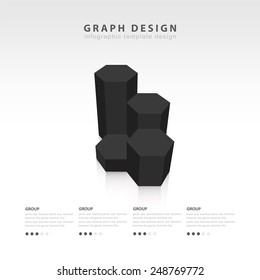 black 3d hexagon chart style infographic design template