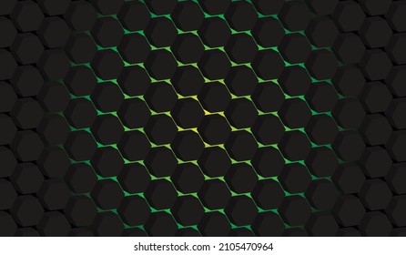 Black 3D hexagon and color background