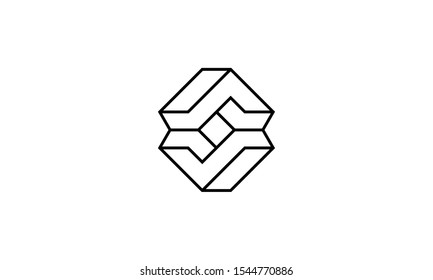 Black 3D Line Drawing Initial Letter AV VA Logo Design Inspiration