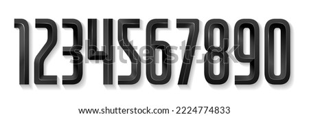 Black 3d metal digits isolated on transparent background. Door number for apartment, room or house from forged iron for wall signs.