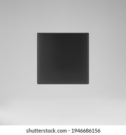 Black 3d modeling front view cube with perspective isolated on grey background. Render a rotating 3d box in perspective with lighting and shadow. 3d basic geometric shape vector illustration