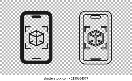 Black 3d modeling icon isolated on transparent background. Augmented reality or virtual reality.  Vector