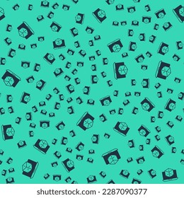 Black 3d modeling icon isolated seamless pattern on green background. Augmented reality or virtual reality.  Vector