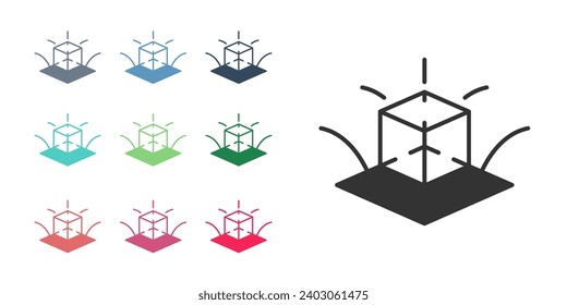 Schwarzes 3D-Modellierungssymbol einzeln auf weißem Hintergrund. Augmented Reality oder virtuelle Realität. Stellen Sie die Symbole bunt ein. Vektorgrafik