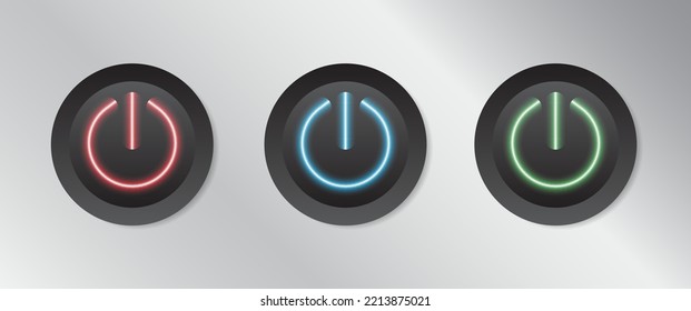 black 3d neon player keypad and technology illustration, sign and symbol