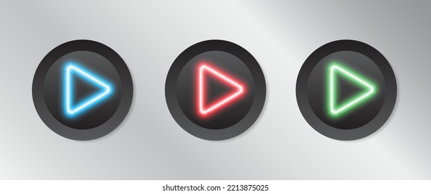 black 3d neon player keypad and technology illustration, sign and symbol