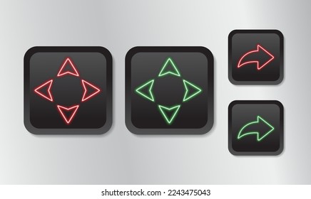 teclado de jugador negro de neón 3d e ilustración tecnológica, signo y símbolo