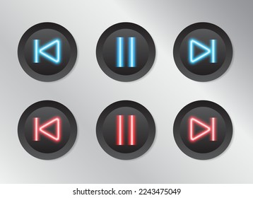 black 3d neon player keypad and technology illustration, sign and symbol