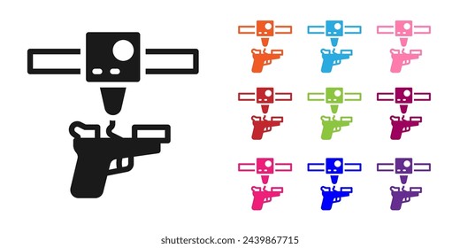 Icono de pistola de impresora 3D negro aislado sobre fondo blanco. impresión 3d. Establecer iconos coloridos. Vector