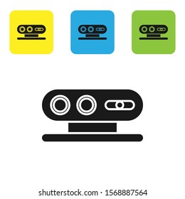 Black 3d scanning system icon isolated on white background. Set icons colorful square buttons. Vector Illustration