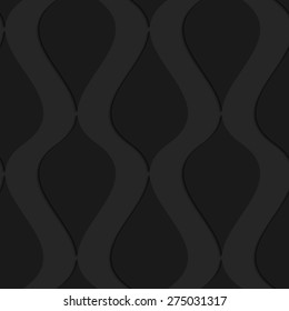 Black 3D seamless background. Dark pattern with realistic shadow.Black 3d wavy vertical connected drops.