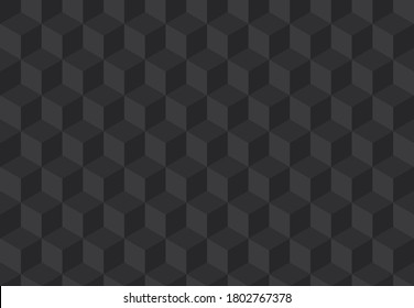 Black 3D squares background. Seamless vector Illustration. Geometric design for web, wrapping, fabric, poster. Follow other mosaic patterns in my collection.
