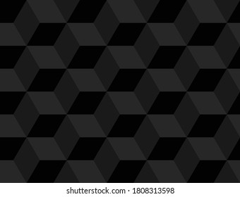 Schwarzer Hintergrund mit konvexe Quadraten. Nahtlose Vektorgrafik. 