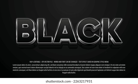 Plantilla de efecto de texto editable en 3d de estilo negro para logotipo y marca comercial