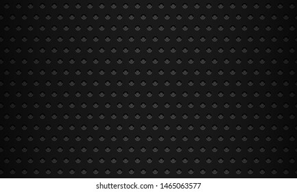 Black 3d texture background. Realistic perforated dark texture. 