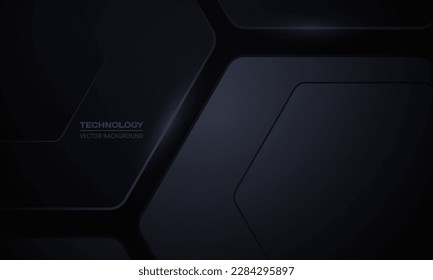 Black 3D vector hexagonal technology abstract background. Abstract modern technology futuristic background with black 3D honeycomb shapes. Vector illustration