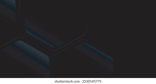 Vetor preto 3D hexagonal tecnologia de fundo abstrato. Abstrato tecnologia moderna fundo futurista com formas de favo de mel 3D preto. Ilustração vetorial