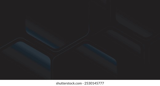 Black 3D vector hexagonal technology abstract background. Abstract modern technology futuristic background with black 3D honeycomb shapes. Vector illustration