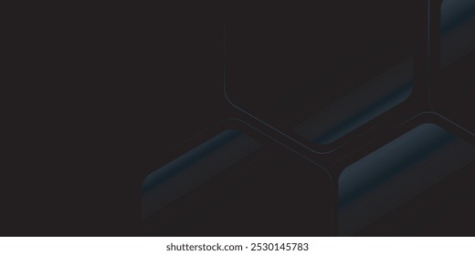 Fondo abstracto de tecnología hexagonal de Vector 3D negro. Abstractas fondo futurista de tecnología moderna con Formas negras de panal 3D. Ilustración vectorial