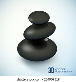 Black 3D vector spa rocks pyramid