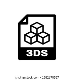 Black 3DS file document icon. Download 3ds button icon isolated. 3DS file symbol. Vector Illustration