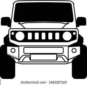 Black 4x4 car illustration front view