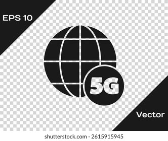 Black 5G new wireless internet wifi connection icon isolated on transparent background. Global network high speed connection data rate technology.  Vector