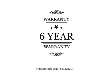black 6 year warranty vector