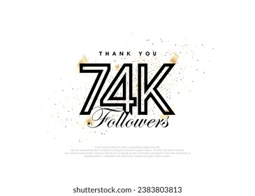 Black 74k followers number. achievement celebration vector.