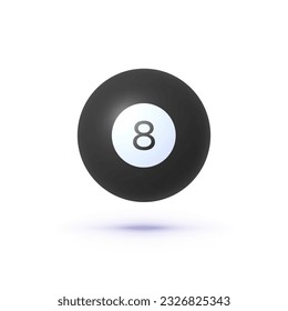 Black 8 ball 3d on white background. Vector icon illustration