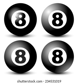 Black 8 ball, blackball in 4 versions
