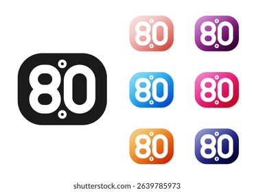 Black 80s Retro icon isolated on white background. Eighties poster. Set icons colorful. Vector
