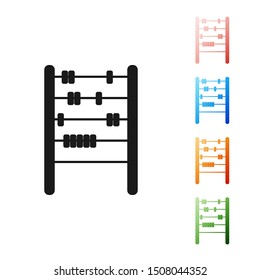 Black Abacus icon isolated on white background. Traditional counting frame. Education sign. Mathematics school. Set icons colorful. Vector Illustration