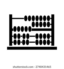 A black abacus with rows of beads a classic tool for calculation silhouette
