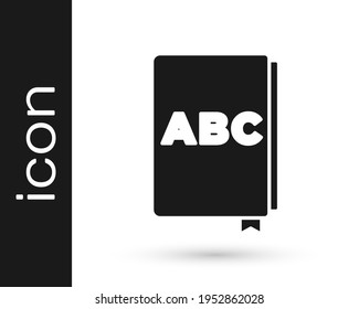 Black ABC book icon isolated on white background. Dictionary book sign. Alphabet book icon.  Vector